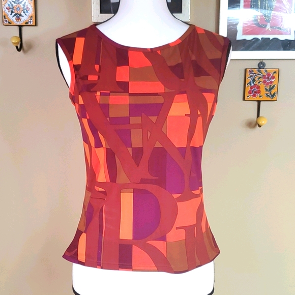 Nina Ricci colorful print sleeveless blouse - Picture 1 of 7